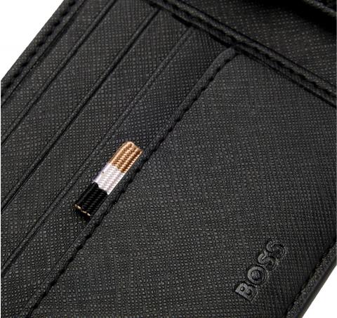 BOSS Portafoglio Uomo in Pelle Rigenerata in Logo Argento 50536710 Nero