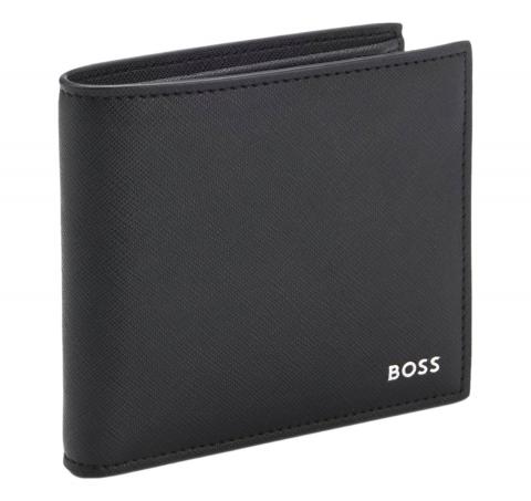 BOSS Portafoglio Uomo in Pelle Rigenerata in Logo Argento 50536710 Nero