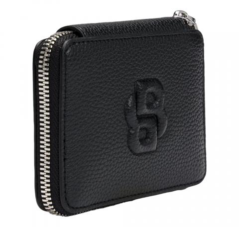 BOSS Portafoglio Donna Piccolo Con Lavorazione Martellata Zip e Monogramma BB Anett New SM Zaround 50542050 Colore Nero