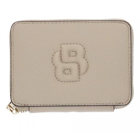 BOSS Portafoglio Donna Piccolo Con Lavorazione Martellata Zip e Monogramma BB Anett New SM Zaround 50542050 Colore Beige