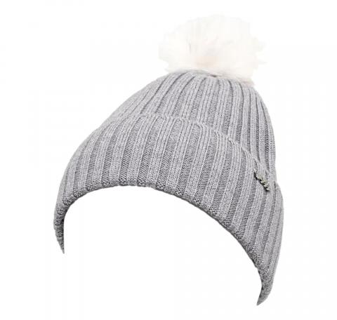 BOSS Berretto Donna In Lana Vergine Con Pompon In Eco Pelliccia Lonie Hat 50545781 Colore Grigio