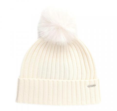 BOSS Berretto Donna In Lana Vergine Con Pompon In Eco Pelliccia Lonie Hat 50545781 Colore Bianco