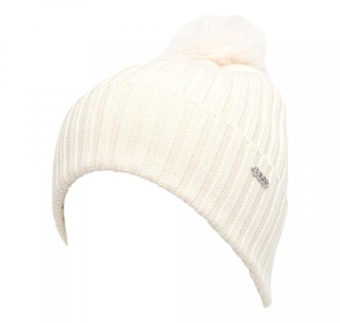 BOSS Berretto Donna In Lana Vergine Con Pompon In Eco Pelliccia Lonie Hat 50545781 Colore Bianco