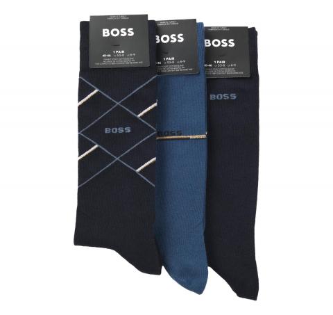 BOSS Calze Ad Altezza Regolare Con Logo Confezione da 3 Paia 50547840 Blu scuro Azzurro