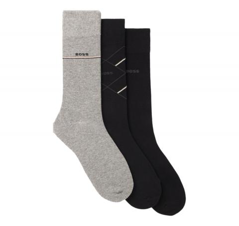 BOSS Calze Ad Altezza Regolare Con Logo Confezione da 3 Paia 50547840 Nero Grigio