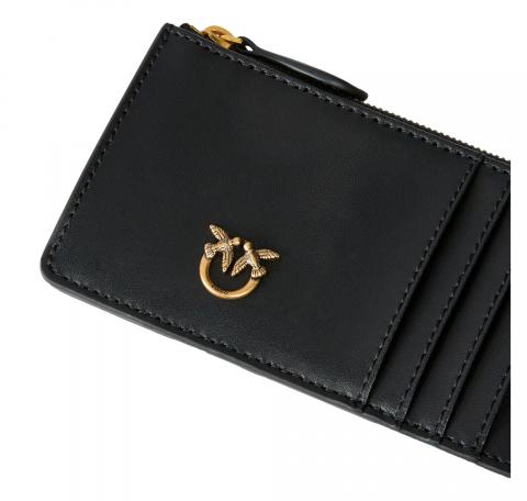 PINKO Portacarte Donna Airone Cardholder Sheep Nappa Chevron 100251 Z99Q Colore Nero