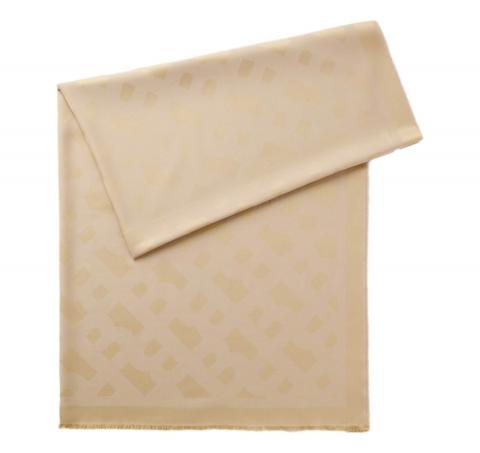 BOSS Sciarpa Donna Monyque 50555434 100×200 Lana Modal Monogram Colore Beige 275