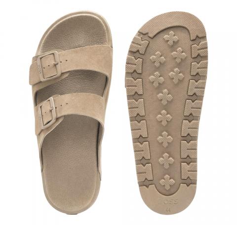 BOSS Sandali Uomo Slider Con Doppia Fascetta e Fibbie Con Logo Surfley Sand mf 50563157 Colore Beige