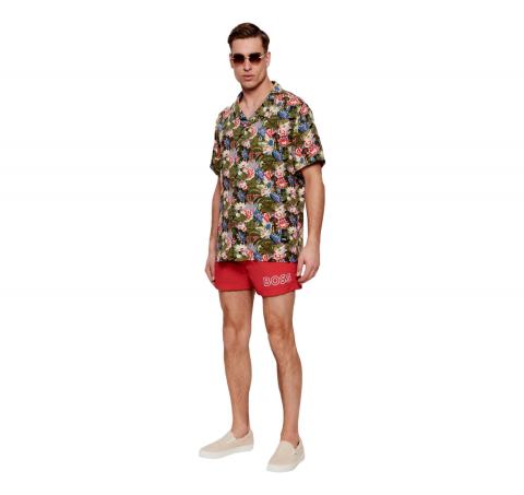 BOSS Camicia Uomo Con Stampa All Over Regular Fit Beach Shirt 50535793 Colore Verde