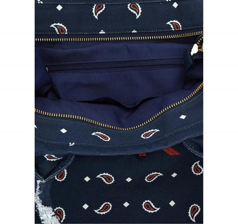 PINKO Borsa Donna Shopper Media Beach In Canvas Con Logo Dettagli Sfrangiati e Stampa Bandana 106673 Colore Blu GA0Q