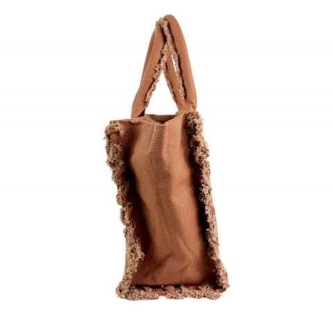 PINKO Borsa Donna Shopper Media Beach In Canvas Con Logo Dettagli Sfrangiati 106673 Colore Terracotta L08