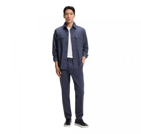 BOSS Pantalone Uomo Relaxed Fit Blu Lana Vergine Lavabile P-PhilC 262 50561975