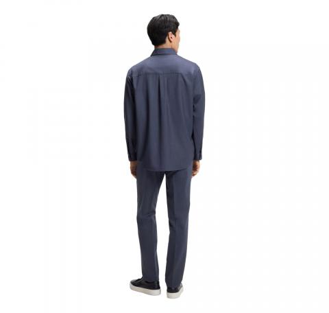 BOSS Pantalone Uomo Relaxed Fit Blu Lana Vergine Lavabile P-PhilC 262 50561975