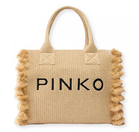 PINKO Borsa Donna Beach Shopper Rafia 106673 Colore Paglia Beige HZ3Q