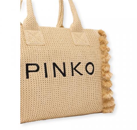 PINKO Borsa Donna Beach Shopper Rafia 106673 Colore Paglia Beige HZ3Q
