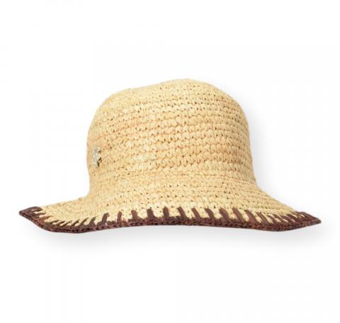 BOSS Cappello Donna In Rafia Con Logo Dorato Danika CR 50562247 Colore Beige