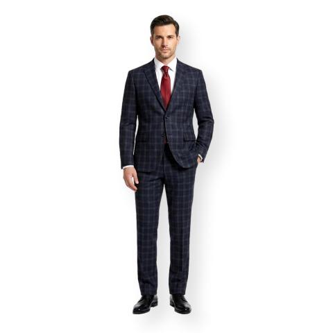 ALESSANDRO GILLES Abito Uomo Blu Quadri Slim Fit Lana Elegante A222 2089