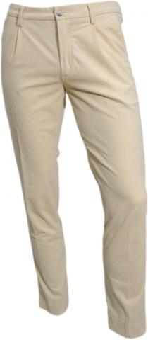 BOSS Pantalone Uomo Kaito Avorio Velluto Quadri Slim Fit Cotone Stretch 50477538