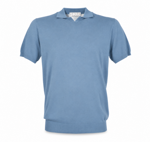 CASHMERE COMPANY Polo Uomo In Cotone E Lino C26S18 Colore Azzurro 255