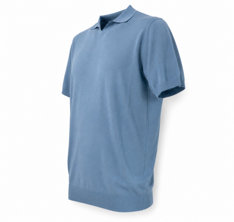 CASHMERE COMPANY Polo Uomo In Cotone E Lino C26S18 Colore Azzurro 255