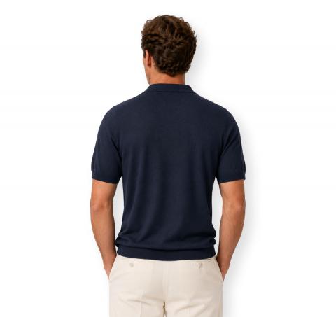 CASHMERE COMPANY Polo Uomo In Cotone E Lino C26S18 Colore Blu Scuro 151