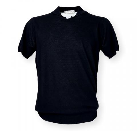 CASHMERE COMPANY Polo Uomo In Cotone E Lino C26S18 Colore Nero 99