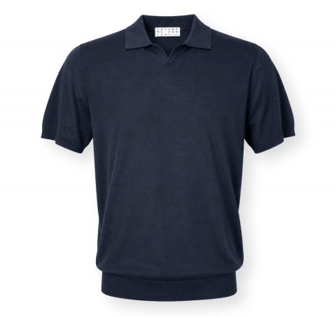 CASHMERE COMPANY Polo Uomo In Cotone E Lino C26S18 Colore Blu Scuro 151