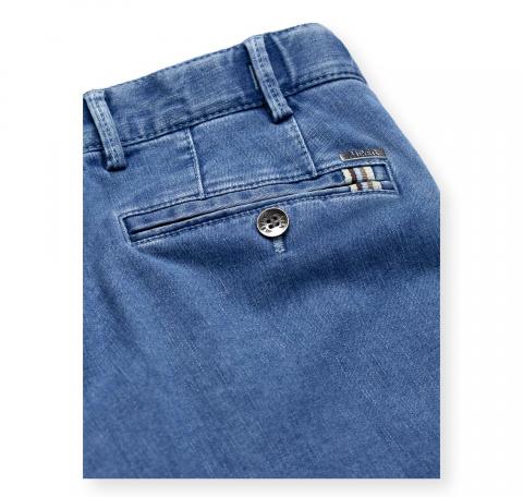 MEYER Pantalone Uomo Elasticizzato Travel Perfect Fit Oslo 1-4122/16 Colore Blu Denim