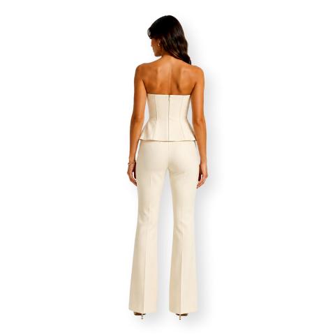 CARLA RUIZ Completo Donna Top e Pantalone Ref. 52559 Avorio Elegante Cerimonia