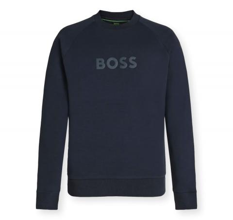 BOSS Felpa Uomo Girocollo In Cotone Elasticizzato Regular Fit Salbo 50565307 Colore Blu Scuro