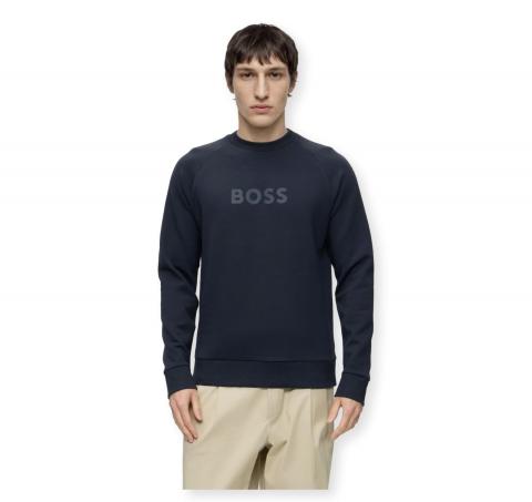BOSS Felpa Uomo Girocollo In Cotone Elasticizzato Regular Fit Salbo 50565307 Colore Blu Scuro