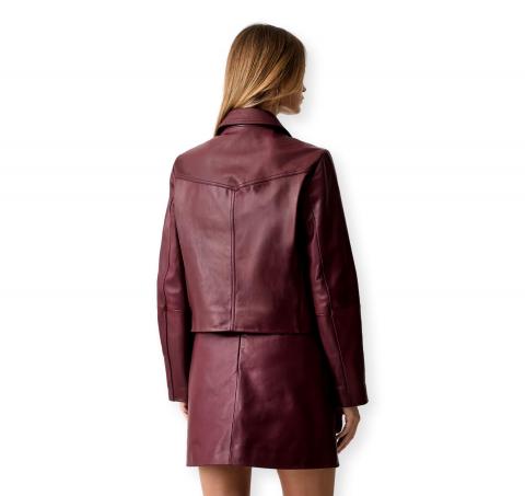 BOSS Giubbotto Donna in Pelle Con Bottoni Con Logo C Sakara 50562735 Colore Bordeaux