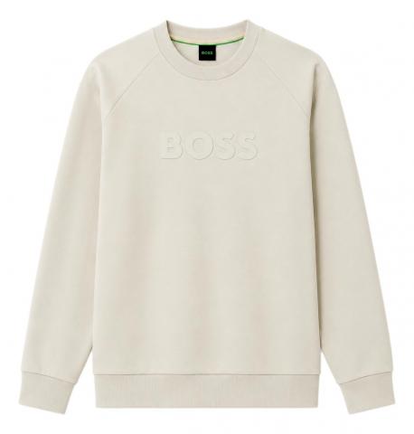 BOSS Felpa Uomo Girocollo In Cotone Elasticizzato Regular Fit Salbo 50565307 Colore Beige