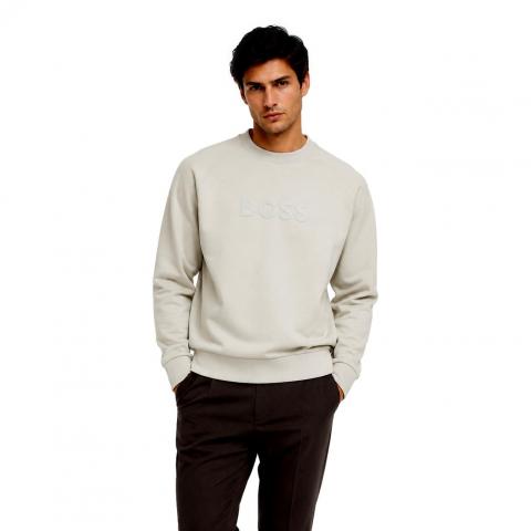 BOSS Felpa Uomo Girocollo In Cotone Elasticizzato Regular Fit Salbo 50565307 Colore Beige