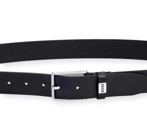 BOSS Cintura Uomo in Pelle Italiana con Fibbia Logo Elio Sz35 50529898 Colore Nero