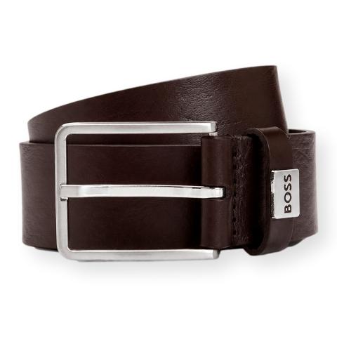 BOSS Cintura Uomo in Pelle Italiana con Fibbia Logo Elio Sz35 50529898 Colore Marrone