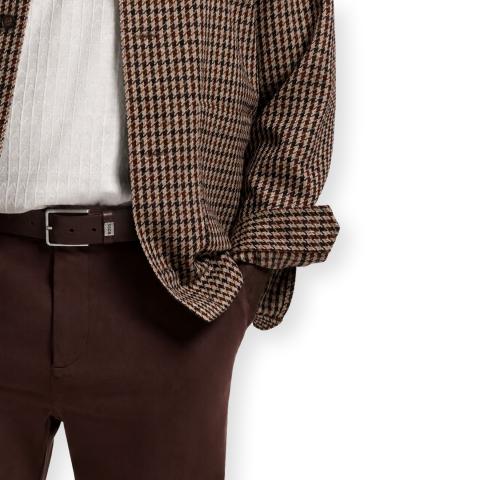 BOSS Cintura Uomo in Pelle Italiana con Fibbia Logo Elio Sz35 50529898 Colore Marrone