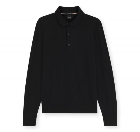 BOSS Polo Uomo in Lana Merino Extrafine H Lancione 50565503 Colore Nero