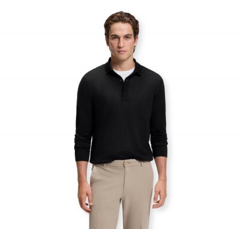 BOSS Polo Uomo in Lana Merino Extrafine H Lancione 50565503 Colore Nero