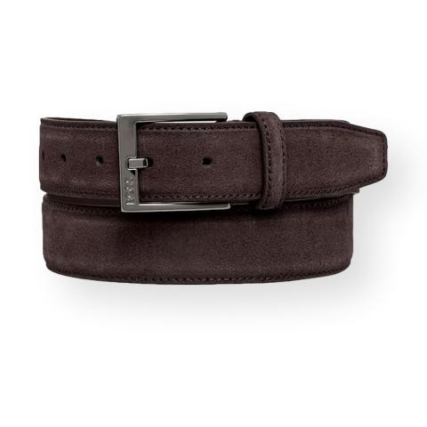 BOSS Cintura Uomo in Pelle Scamosciata Marrone con Fibbia Logo ELLOY 50563958