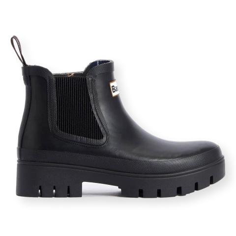 BARBOUR Halton Tronchetti Donna in Gomma Chelsea Nero Suola Carrarmato LRF0100BK11