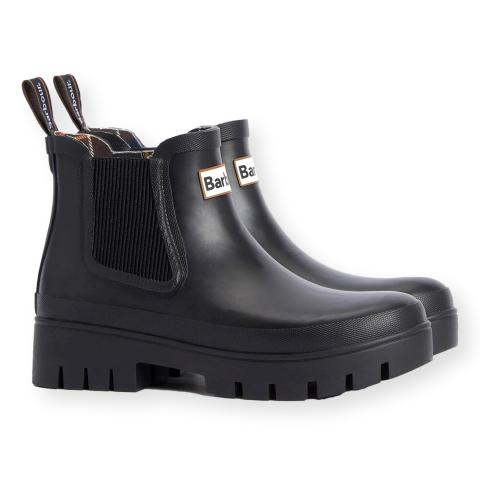 BARBOUR Halton Tronchetti Donna in Gomma Chelsea Nero Suola Carrarmato LRF0100BK11