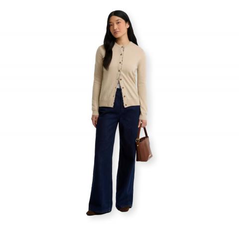 BARBOUR Cardigan Donna Pendle Misto Lana con Dettagli Tartan LKN1076BE54 Beige
