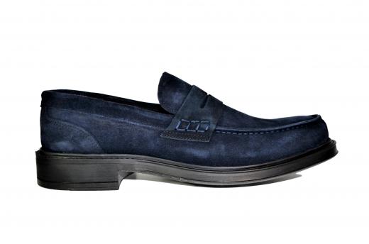 ALESSANDRO GILLES Scarpa Uomo SC11 Mocassini Blu Scamosciato