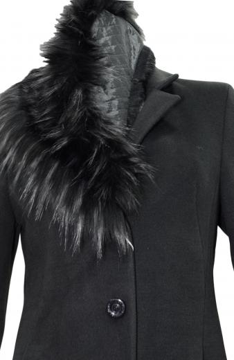 LISA KOTT Cappotto Donna Curvy Style Collo Staccabile Nero 6041