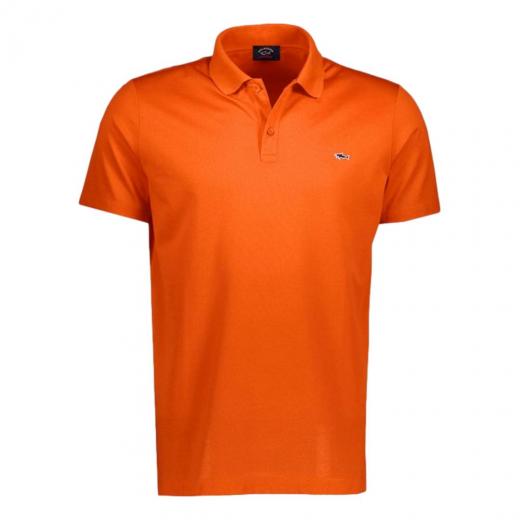 PAUL SHARK Polo in cotone organico pique' con shark badge C0P1013 630 Colore Arancio
