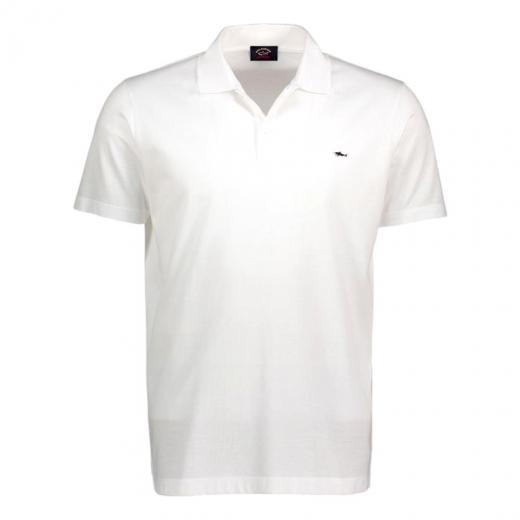 PAUL SHARK Polo Uomo In Cotone Organico Pique' Con Shark Badge C0P1013 010 Colore Bianco