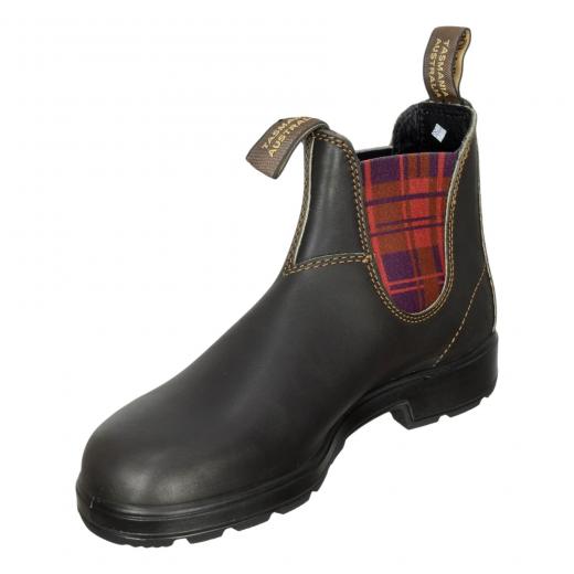 BLUNDSTONE Coloured Elastic Sided Boot Beatles 2100 Burgundy Tartan Brown