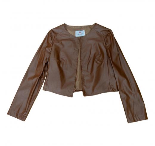 LISA KOTT Giacchina Similpelle Articolo LK2033 Curvy Style Colore Cuoio