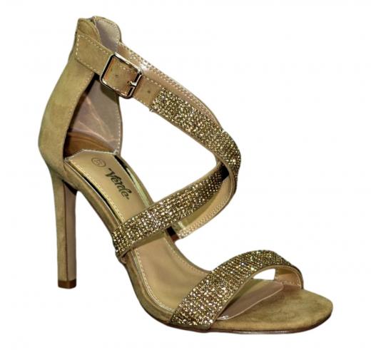 VERDE FASHION Scarpe Donna Sandalo Elegante 2787 Colore Camel